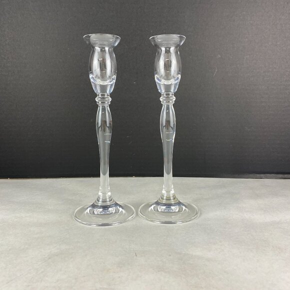 Vintage Mikasa Ballet Glass Pair Candlesticks - Picture 1 of 7